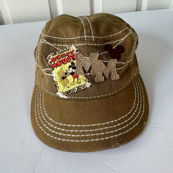 Disney Parks Steam Boat Willie Mickey Mouse Military Style Hat Adjustable Back - Picture 1 of 7